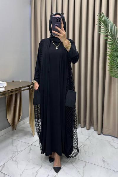 File Elbiseli Takım Siyah Siyah