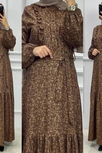 Fırfır Detaylı Zara Elbise Taba