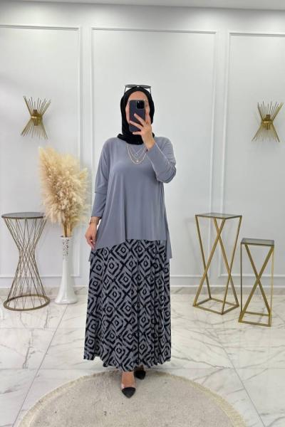 Fisun Etekli Takım Gri Gri