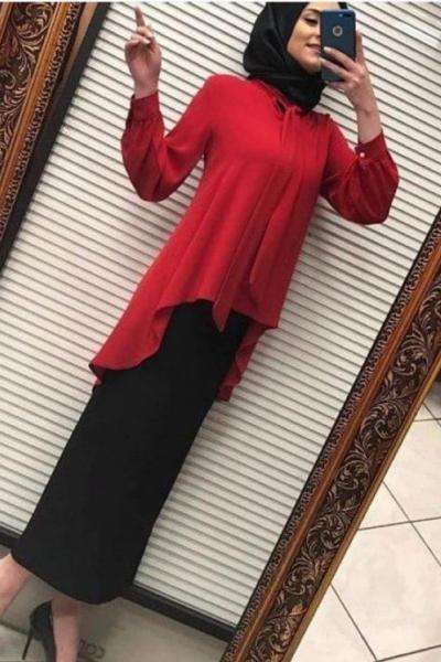 fiyonk tek tunik kırmızı Kırmızı