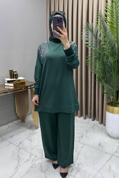 Gizem Taşlı Takım Zümrüt  Zümrüt