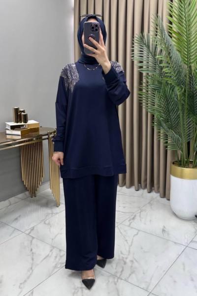 Gizem Taşlı Takım Lacivert  Lacivert