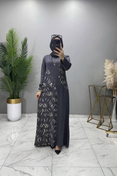 Gözde Elbise Gri Gri