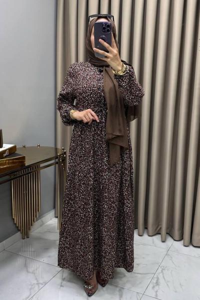 Gülay Elbise Kahve  Kahverengi