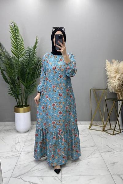 Güllü Elbise Mavi Mavi