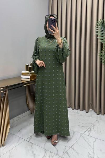 Gülru Elbise Haki Haki