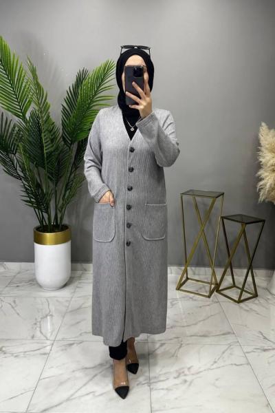 Güz Hırka Kap Gri Gri