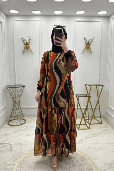 Hafsa Şifon Elbise Oranj oranj