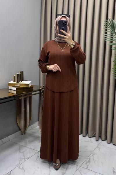 Hicran Takım Kahve Kahverengi