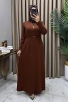 Hüda Elbise Kahve Kahverengi
