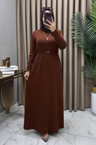 Hüda Elbise Kahve Kahverengi