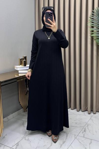 Hüda Elbise Siyah Siyah