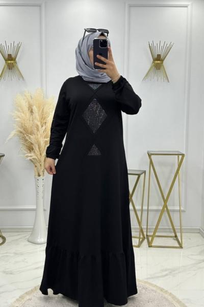 Hüma Elbise Siyah Siyah
