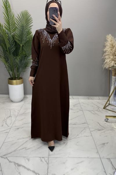 Hümüş Elbise Kahve Kahverengi