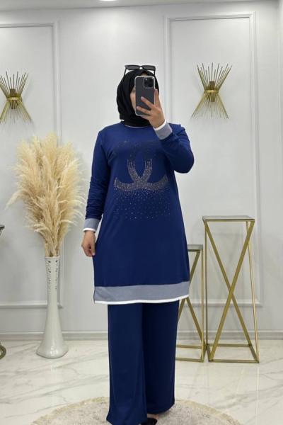 Hüsna Takım Saks  Saks Mavisi