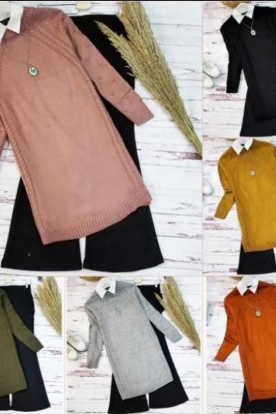 İkili Takım Kombin ( tunik pantolon ) - Örgü  çoklu renk