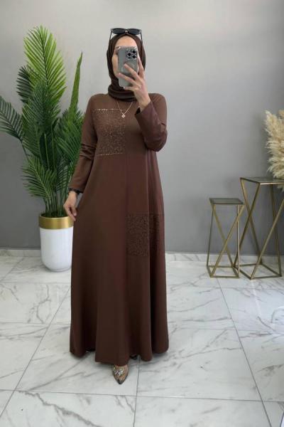 İkra Elbise Kahve Kahverengi
