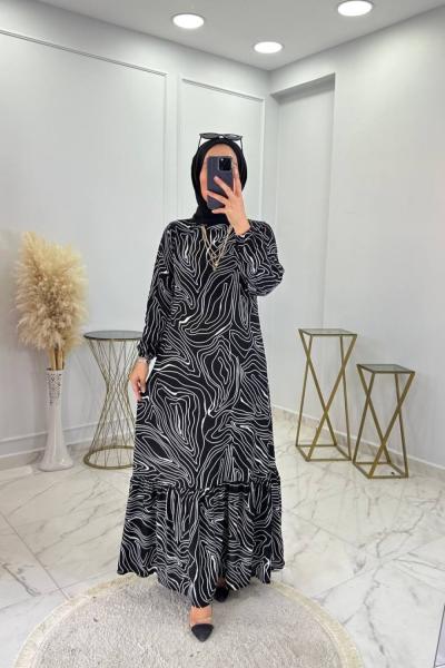 İpek Elbise Siyah Siyah