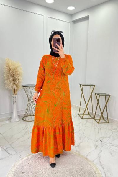 İpek Elbise Oranj oranj