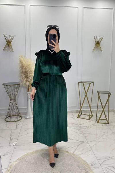 Kadife Elbise Zümrüt Zümrüt