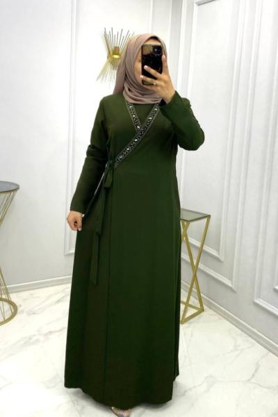 Kapaklı Ferace/Elbise Haki Haki