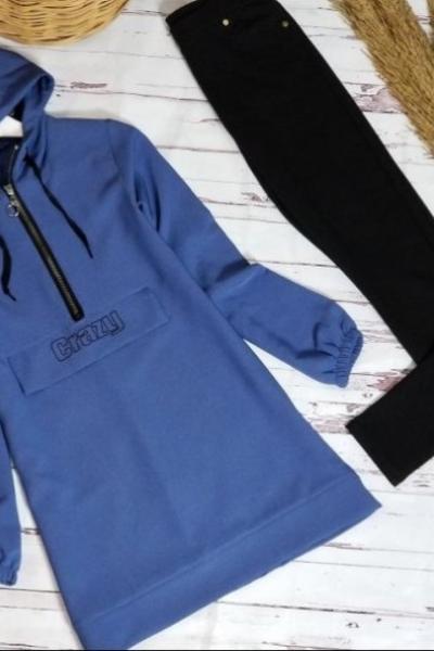 Kapşonlu Tunik İndigo - Gülben  Mavi