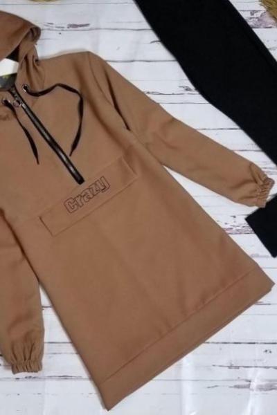 Kapşonlu Tunik Taba - Gülben  Taba