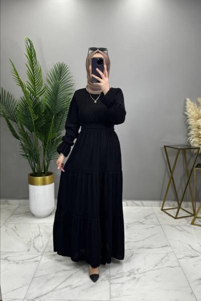 Katkat Elbise Siyah Siyah