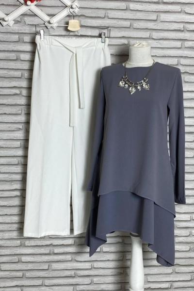 Katlı Aerobin Tunik Gri Gri