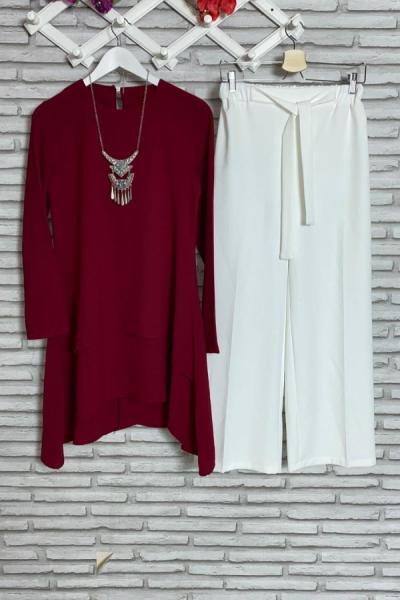 Katlı Aerobin Tunik Bordo Bordo