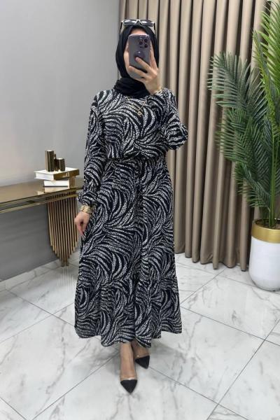 Kehribar Elbise Siyah Siyah