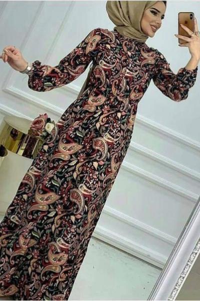 Kilim Desen Siyah Elbise Siyah