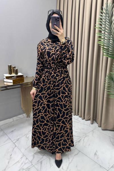 Kıvılcım Elbise Kahve Kahverengi