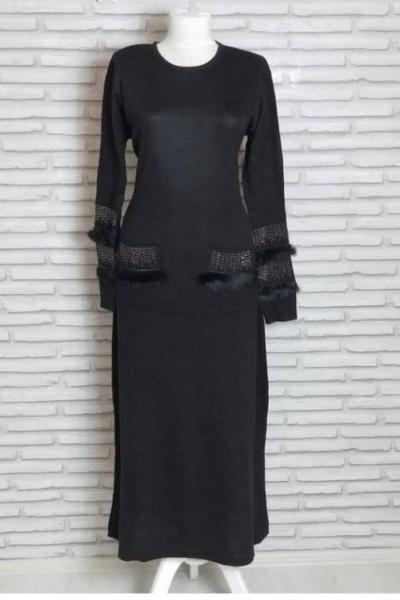 Kokoş triko elbise  Siyah