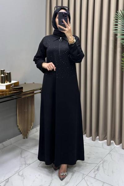 Lale Abiye Elbise Siyah Siyah