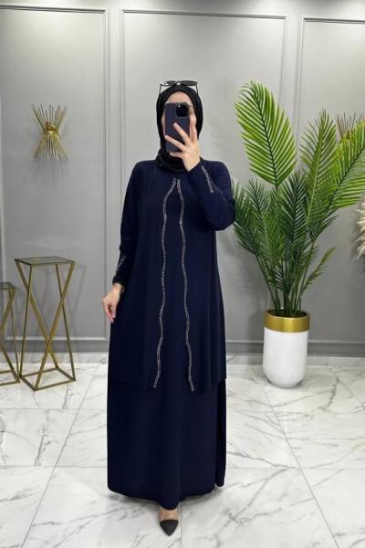 Lena Elbise Taşlı Lacivert Lacivert