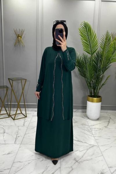 Lena Elbise Taşlı Zümrüt  Zümrüt