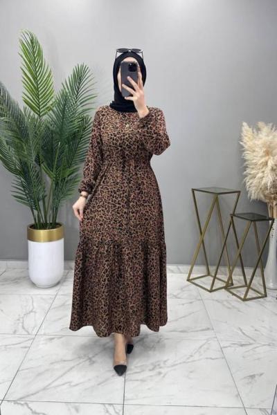Leopar Desenli Elbise  Leopar