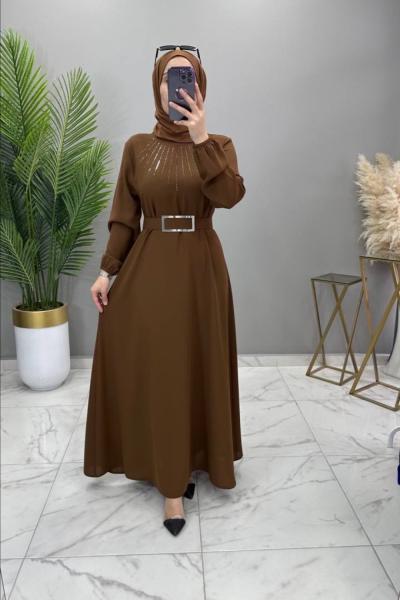 Leyla Elbise Kahve Kahverengi