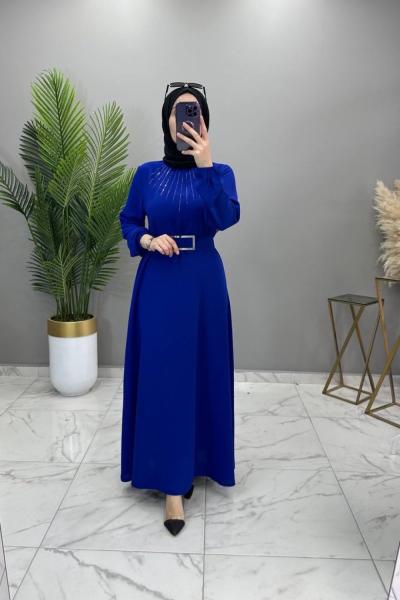 Leyla Elbise Saks Saks Mavisi