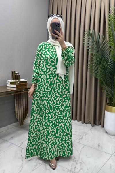 Leyla Elbise Yeşil Yeşil