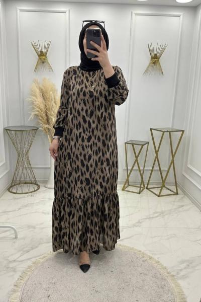 Liya İpek Şifon Elbise Vizon  Vizon