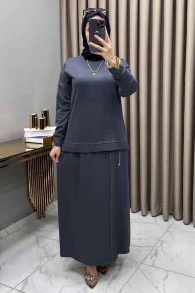 Maya Etekli Takım Füme Füme