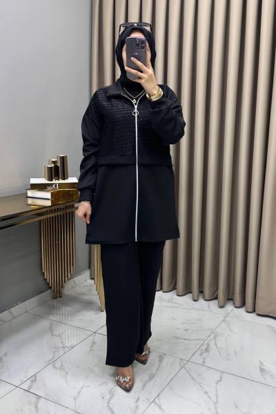 Maya Simli Takım Siyah Siyah