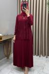 Mayda Etekli Takım Bordo Bordo