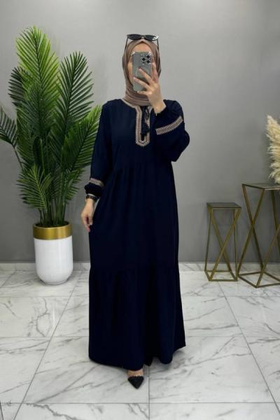 Medine Elbise Lacivert Lacivert