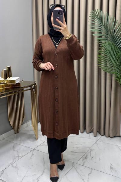 Meril Hırka Kap Kahve Kahverengi