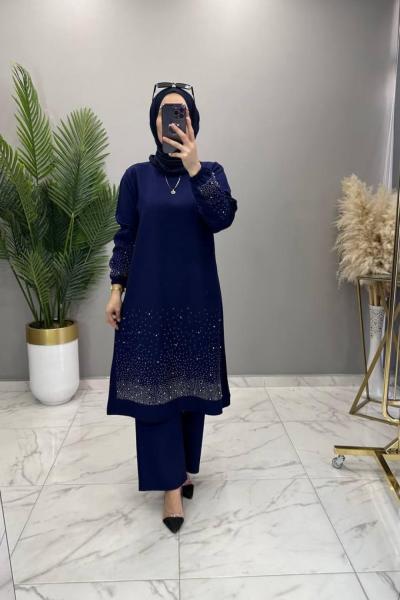 Merve Taşlı Takım Lacivert Lacivert