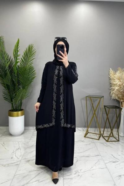 Minel Abiye Elbise Siyah Siyah