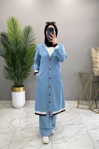 Müge Kot Takım Açık Mavi  kot mavi